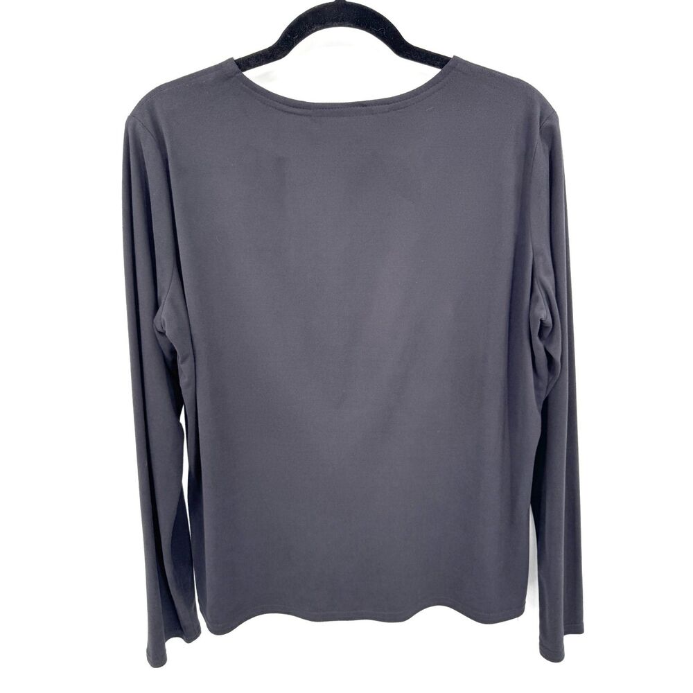 DOUBLE D RANCH Black Microsuede Long Sleeve Crew Neck Top Size Large L